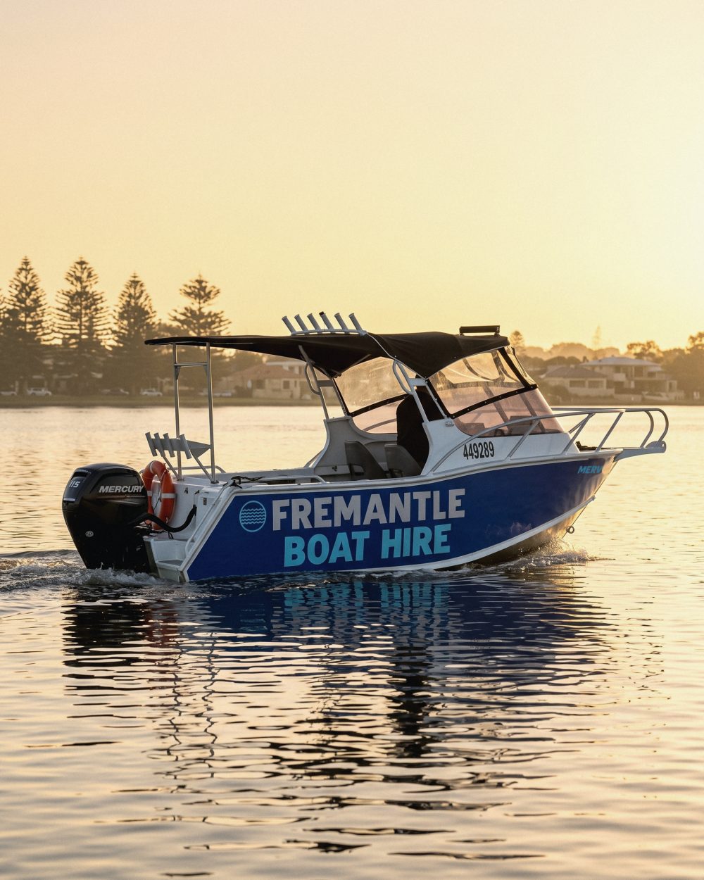 Merv cruising the Swan River at golden hour